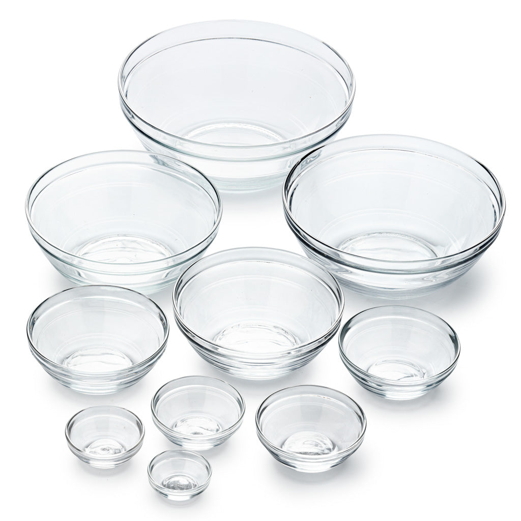 Glass Bowl Set 10 Pieces with Black Lids Nesting Storage Bowls, 1