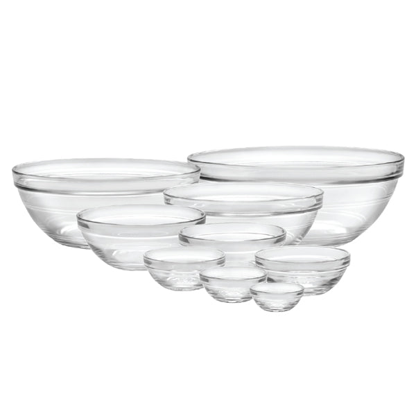  Luminarc Stackable Glass Bowls Set with White Lids, STD, Clear  : Home & Kitchen